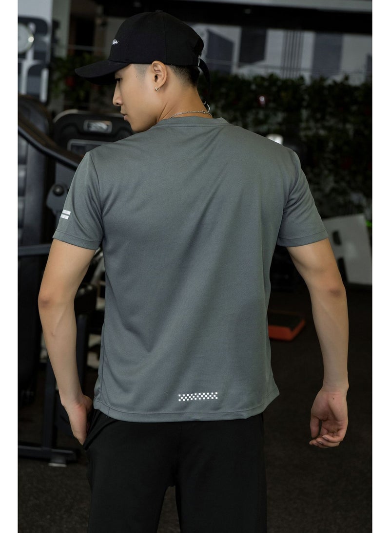 Men's Sports And Leisure T-shirts Fashion Simple Printed Short Sleeve Round Neck Mesh Breathable Loose Fitness Tops - Image 3