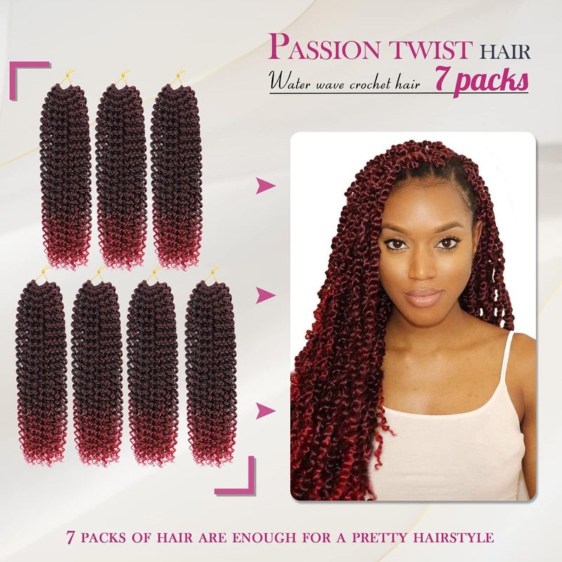 Dansama Passion Twist Hair 18 inch 7 Pcs Passion Twist Braiding Hair Water Wave Hair for Passion Twist Crochet Braids Crochet Hair Extensions (18 inch, T/BUG, Total 154 stands) - Image 2