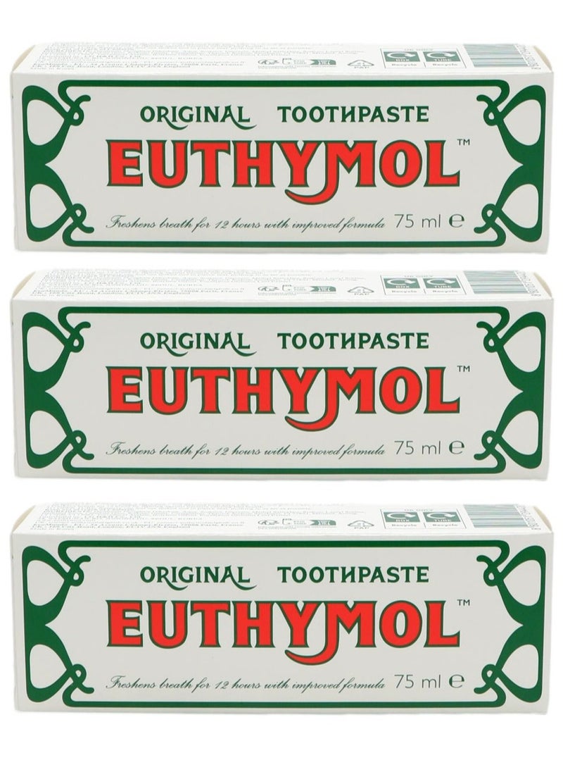 Euthymol Pack Of 3 Euthymol Toothpaste 75ml  - Image 1