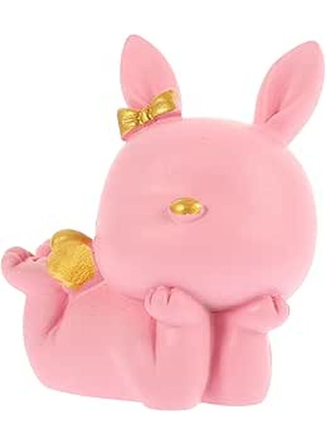 Pink Resin Bunny Figurine Small Cartoon Rabbit Statue Desktop Ornament Home Decor Collectible - Image 1