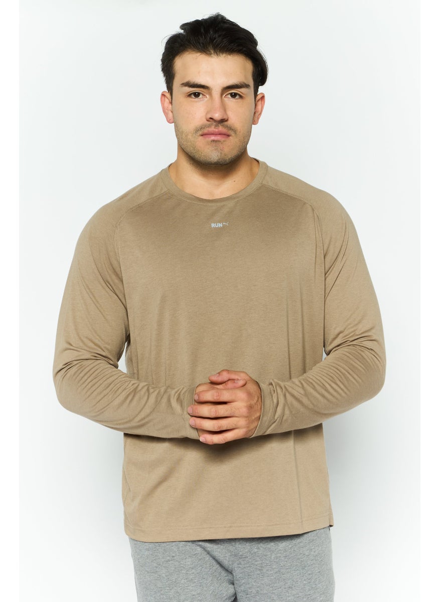 PUMA Men Sportswear Fit Long Sleeve Running T Shirt, Light Tan  - Image 1