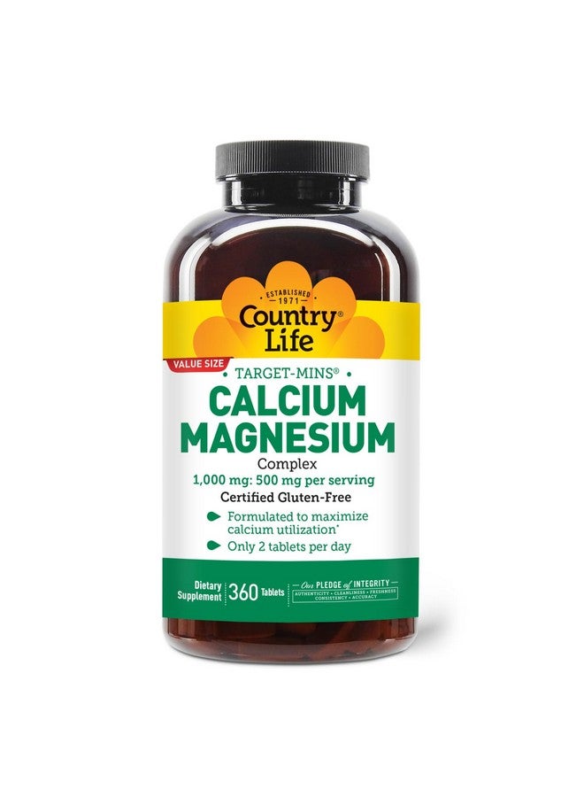 Country Life Target-Mins Calcium Magnesium Supplement for Bone Health, 1000mg Calcium, 500mg Magnesium, Gluten Free, 2:1 Ratio for Optimal Utilization - Image 2