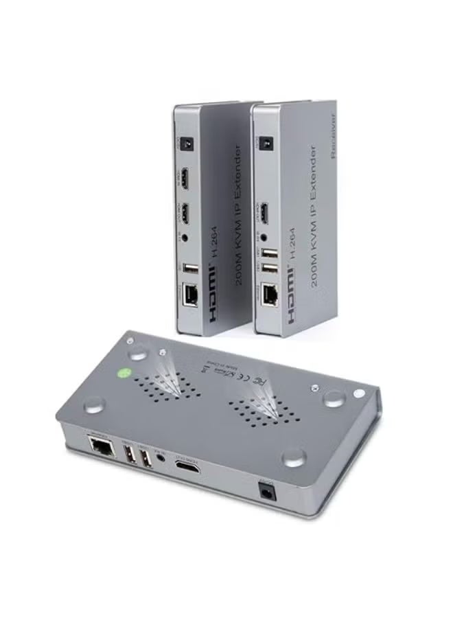 Reacon موسع KVM HDMI عبر IP - 200 متر بدقة Full HD 1080P - تحكم في لوحة المفاتيح والفأرة USB - دعم CAT6/CAT7 - هيكل معدني - توصيل وتشغيل - محولات طاقة - Image 1
