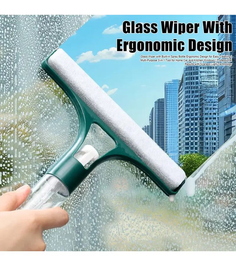 3 في 1 بخاخ تنظيف الزجاج زجاجة خضراء خالية من الخطوط تصميم مريح - Image 1