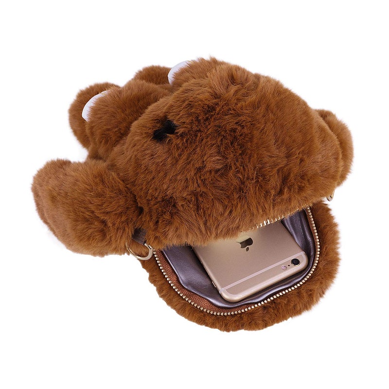 Ylucky Kids Rabbit Faux Fur Backpack Bunny Hare Shoulder Bags Plush Doll Crossbody Handbag Knapsack Women Girls Travel Satchel - Image 2