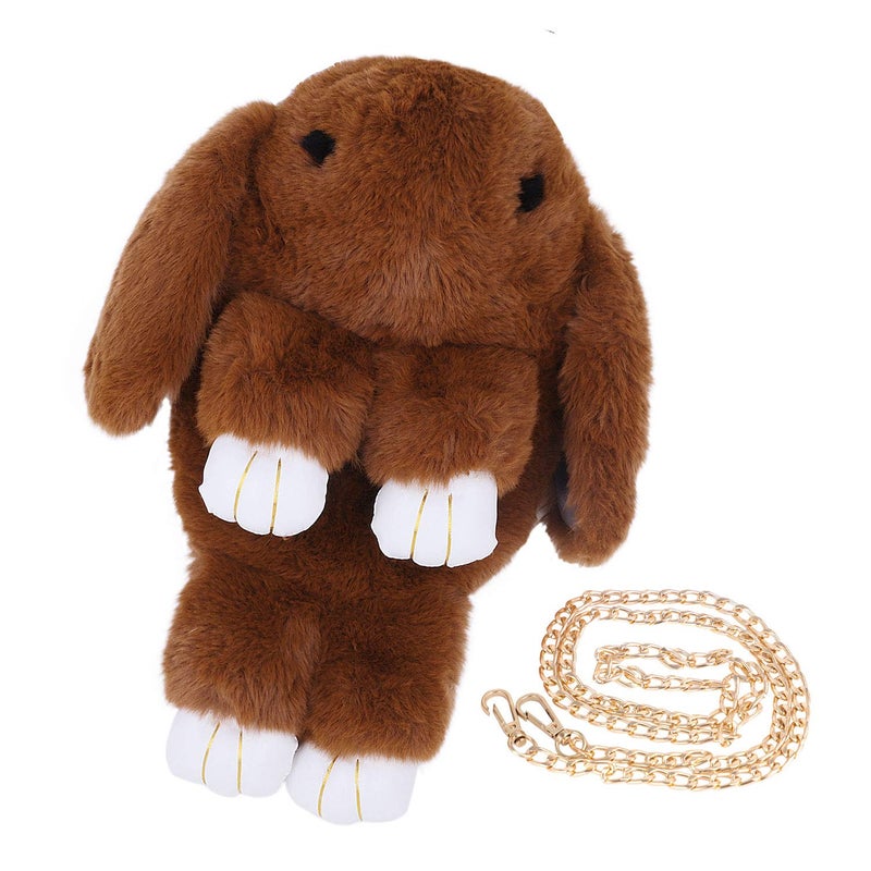 Ylucky Kids Rabbit Faux Fur Backpack Bunny Hare Shoulder Bags Plush Doll Crossbody Handbag Knapsack Women Girls Travel Satchel - Image 3