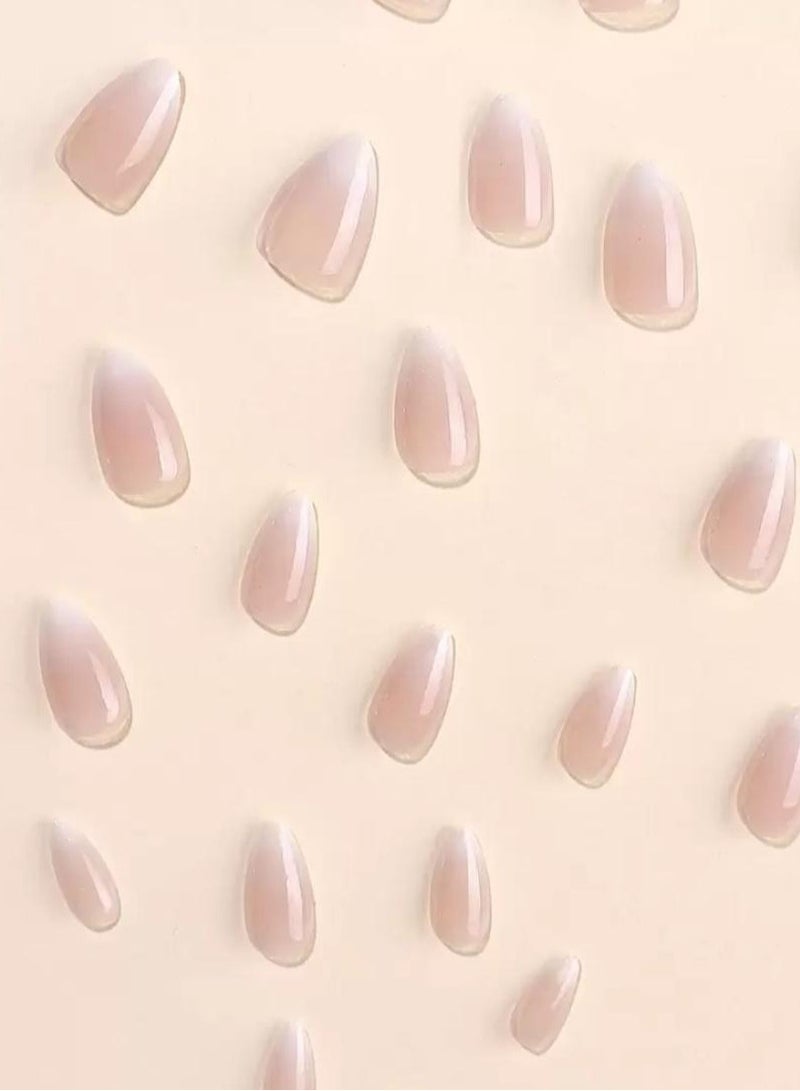 Tuline 24pcs Long Ombre Almond Milk Nail Art Tips Daily Wear Fake Nails - Image 2