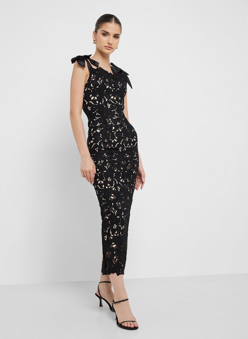 Ginger Lace Bow Midi Dress - Image 4