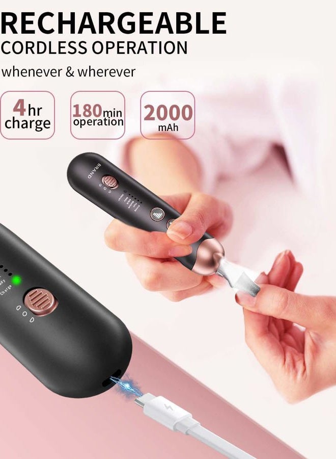 Hoxida Professional Manicure Pedicure Grinder Kit, 8 in 1 Foot Nail Grinder Electric Nail File Set, 5 Speed Nail Drill for Thick Nail Toenail Cuticle, LED Hand Trimmer Buffer for Women Men Baby Pets - Image 3