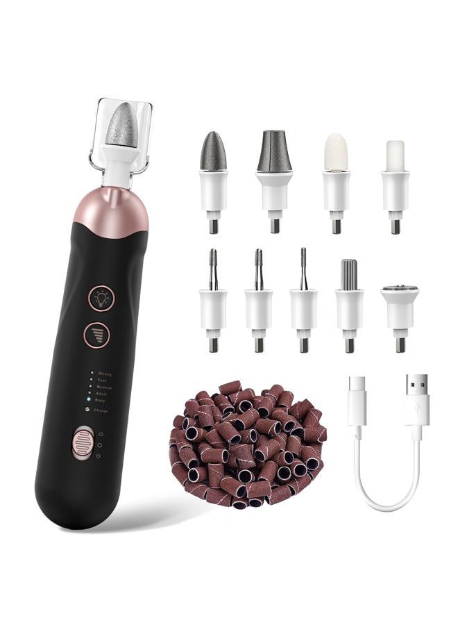 Hoxida Professional Manicure Pedicure Grinder Kit, 8 in 1 Foot Nail Grinder Electric Nail File Set, 5 Speed Nail Drill for Thick Nail Toenail Cuticle, LED Hand Trimmer Buffer for Women Men Baby Pets - Image 1