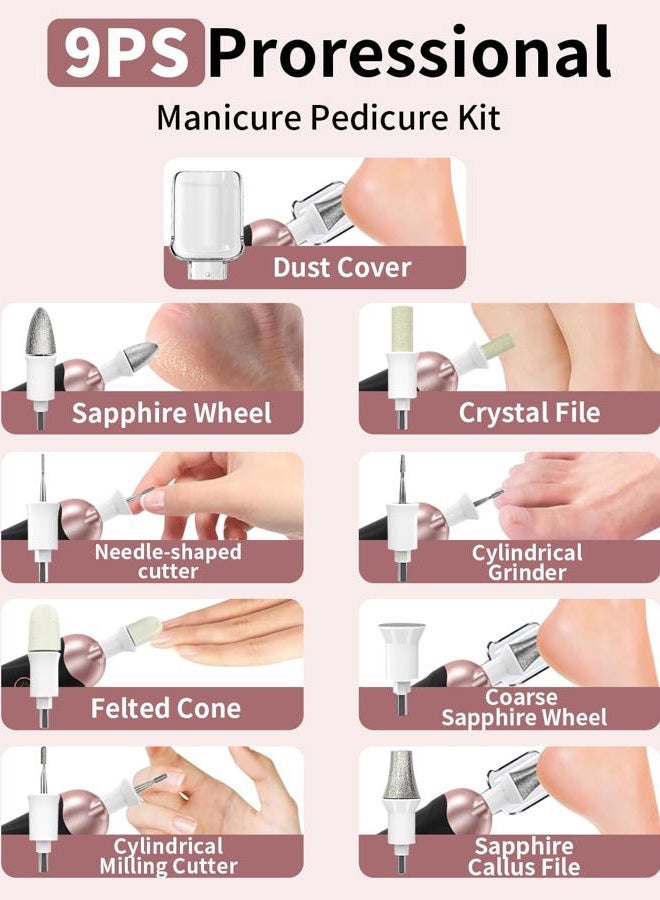 Hoxida Professional Manicure Pedicure Grinder Kit, 8 in 1 Foot Nail Grinder Electric Nail File Set, 5 Speed Nail Drill for Thick Nail Toenail Cuticle, LED Hand Trimmer Buffer for Women Men Baby Pets - Image 4