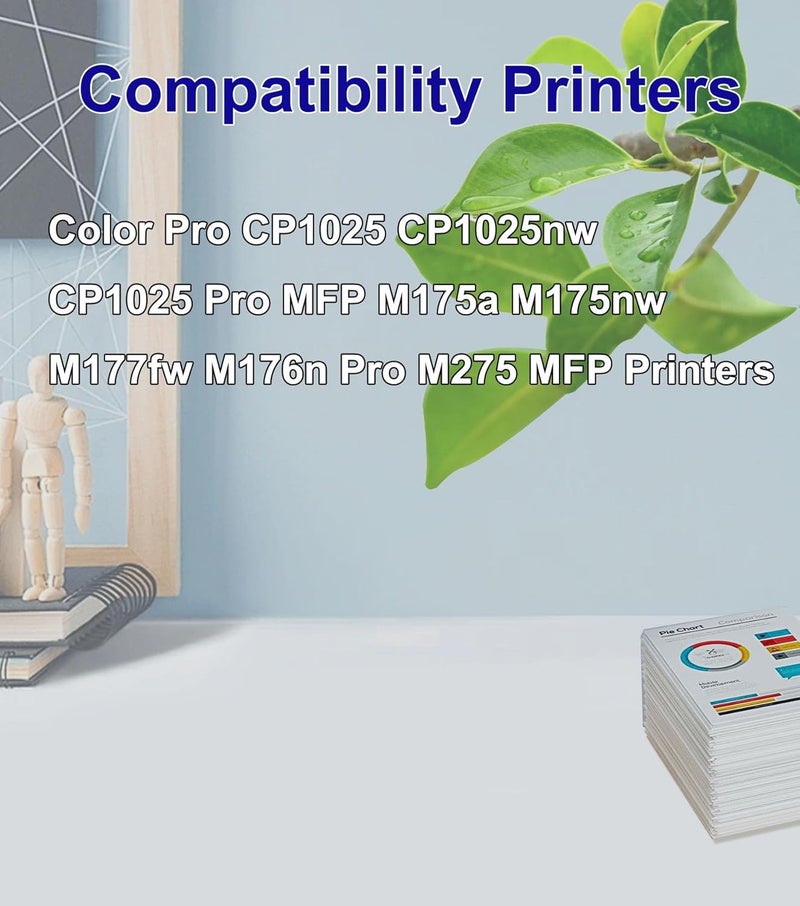 130A CF350A خرطوشة حبر معاد تصنيعها بديلة لـ HP 130A CF351A CF352A CF353A لطابعة Laserjet Pro Color MFP M177fw M176n M177 M176 (1 أسود، 1 سماوي، 1 أرجواني، 1 أصفر) - Image 2