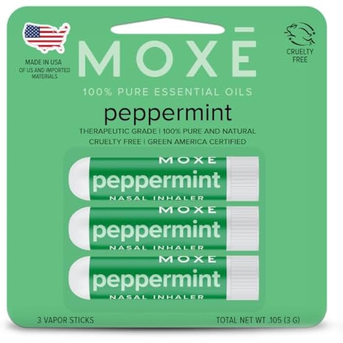 MOXE MOXĒ Peppermint Essential Oil Nasal Inhaler Stick, Cooling & Refreshing 3PK | Pure Peppermint Essential Oil for a Cooling Sensory Experience; Headache Support, No-Mess Portable Aromatherapy - Image 1