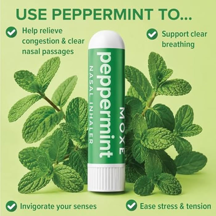 MOXE MOXĒ Peppermint Essential Oil Nasal Inhaler Stick, Cooling & Refreshing 3PK | Pure Peppermint Essential Oil for a Cooling Sensory Experience; Headache Support, No-Mess Portable Aromatherapy - Image 2