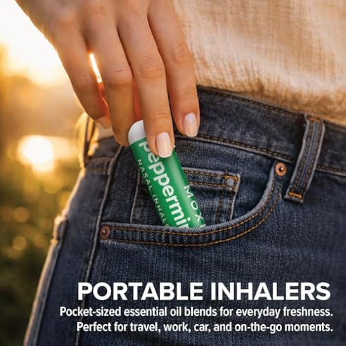 MOXE MOXĒ Peppermint Essential Oil Nasal Inhaler Stick, Cooling & Refreshing 3PK | Pure Peppermint Essential Oil for a Cooling Sensory Experience; Headache Support, No-Mess Portable Aromatherapy - Image 4