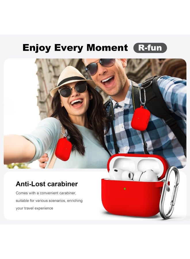 Suitable For Airpods Pro 3 Protective Case With Cleaning Kit, Soft Silicone Protective Case Suitable For Apple Airpods Pro 3 Women And Men, Airpods Pro Protective Case Accessory With Keychain, Red - Image 4