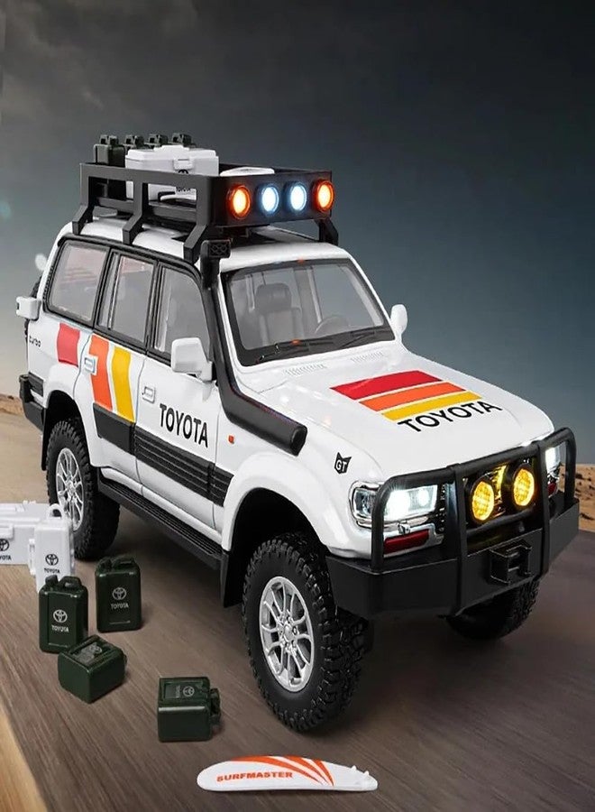 DUWOL 1:24 Scale Land Cruiser Toy Car Model Cruiser Diecast Metal Cars Light Sound Pullback Openable Door Car for Kids - Image 3