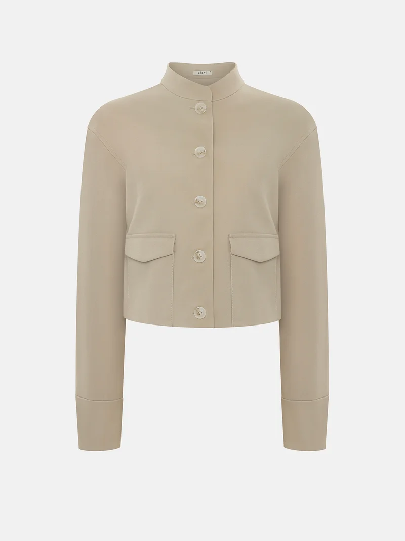 Lichi Cropped eco-suede jacket with large buttons