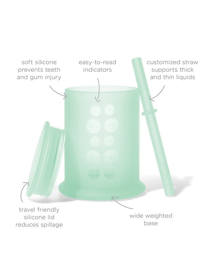 Olababy Silicone Training Cup with Straw Lid | Babies Water Drinking Cup | 6+ Mo Infant To 12-18 Months Toddler | Sippy Cup For Kids & Smoothie Cup | Baby Led Weaning (Mint, 5 oz) - Image 1