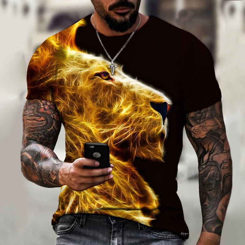 Manufacturers Men'S T-Shirt 3Dt Shirt Sublimation Men'S Short Sleeve Animal Tiger Printing 3Dt Shirt - Image 1