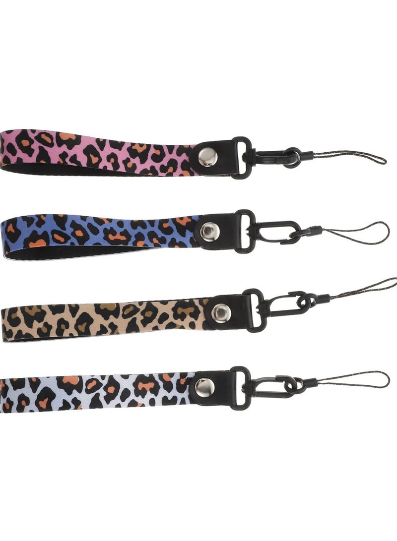 KASTWAVE 4Pcs Phone Wristlet Strap Leopard Lanyard, KASTWAVE Phone Charm Keychain Holder Hand Wrist Strap for Keys ID Badge Jeans Phone Wallet, Mobile Phone Decoration Accessories Suitable for Women and Men - Image 1
