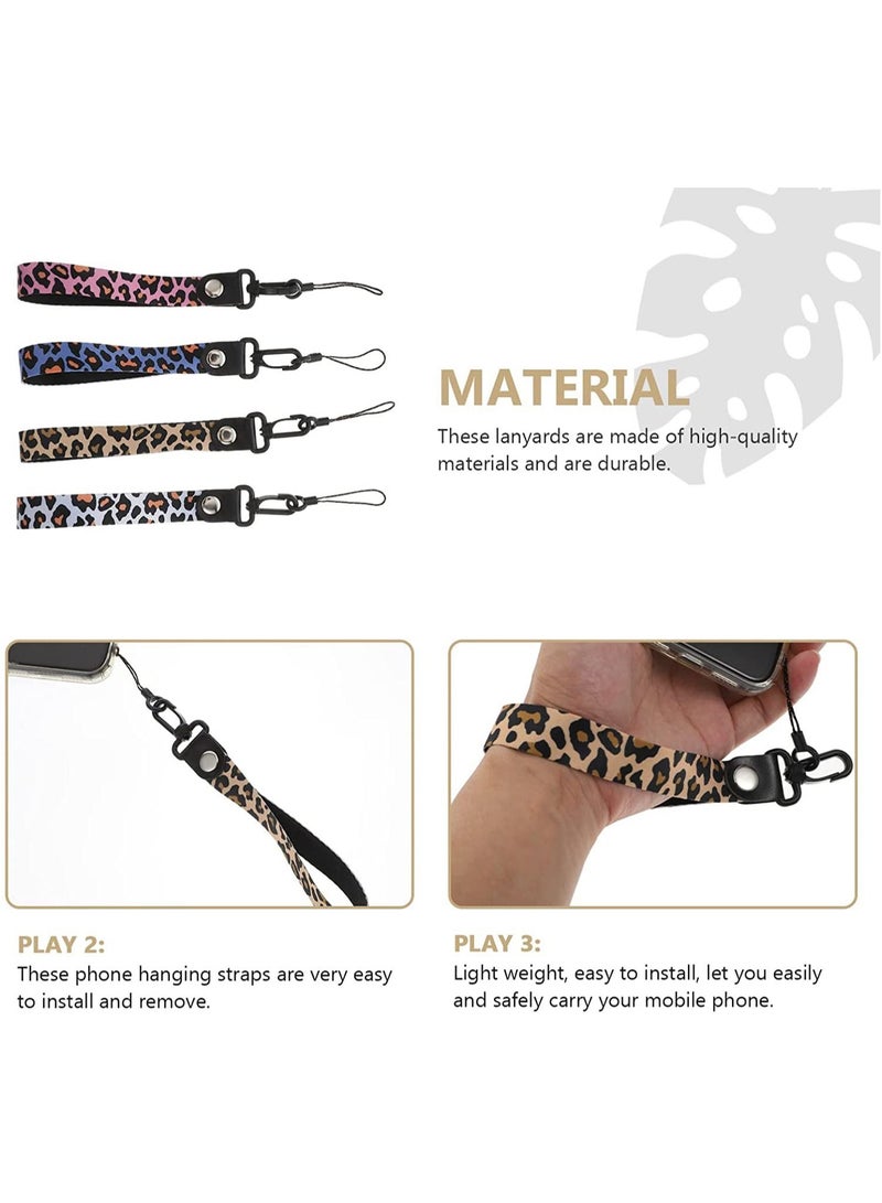 KASTWAVE 4Pcs Phone Wristlet Strap Leopard Lanyard, KASTWAVE Phone Charm Keychain Holder Hand Wrist Strap for Keys ID Badge Jeans Phone Wallet, Mobile Phone Decoration Accessories Suitable for Women and Men - Image 3
