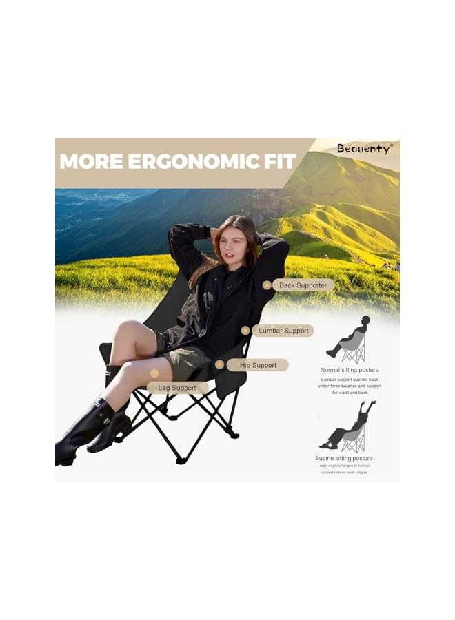 Beauenty Moon Chair, Camping Chairs, Outdoor Hiking Beach Travel Chair, Comfortable And Durable Folding Chair, Lightweight Camping Chair With Side Pocket (Style 1) - Image 5
