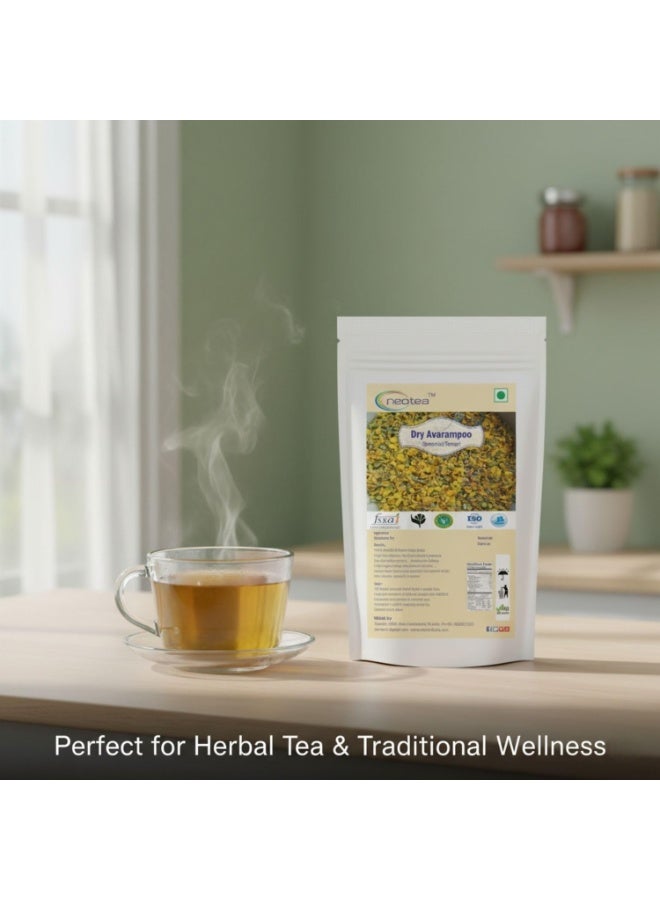 neotea Dry Flower Avarampoo (Avaram Poo/Aavartaki) | Natural Sun-Dried Flowers | Herbal Flowers for Tea | Dry Avarampoo 200 GM | 100% Pure & Natural, No Additives or Preservatives | Tarwar - Image 4