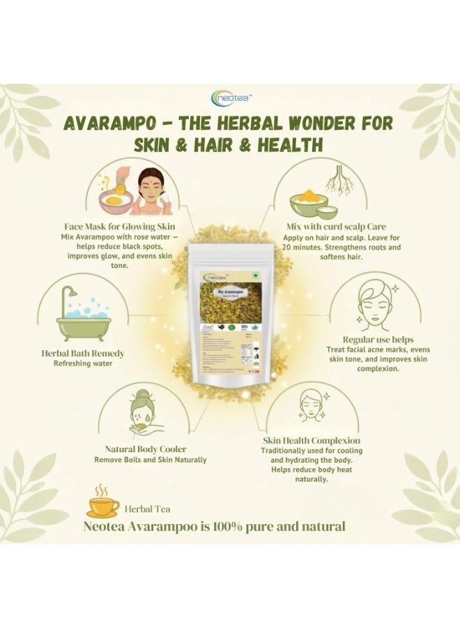 neotea Dry Flower Avarampoo (Avaram Poo/Aavartaki) | Natural Sun-Dried Flowers | Herbal Flowers for Tea | Dry Avarampoo 200 GM | 100% Pure & Natural, No Additives or Preservatives | Tarwar - Image 3