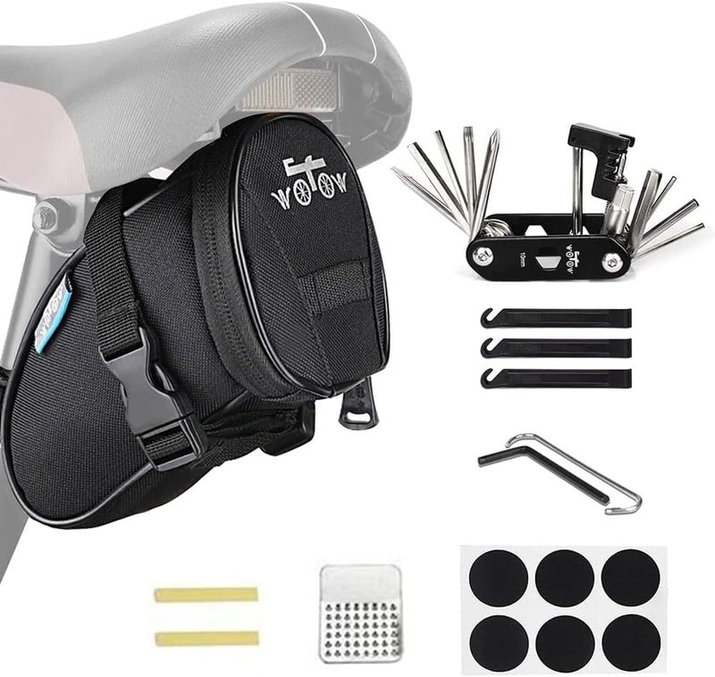 WOTOW Bike Repair Tool Kit Saddle Bag Set - 14 in 1 Multitool with Chain Breaker & Tire Levers - Image 1