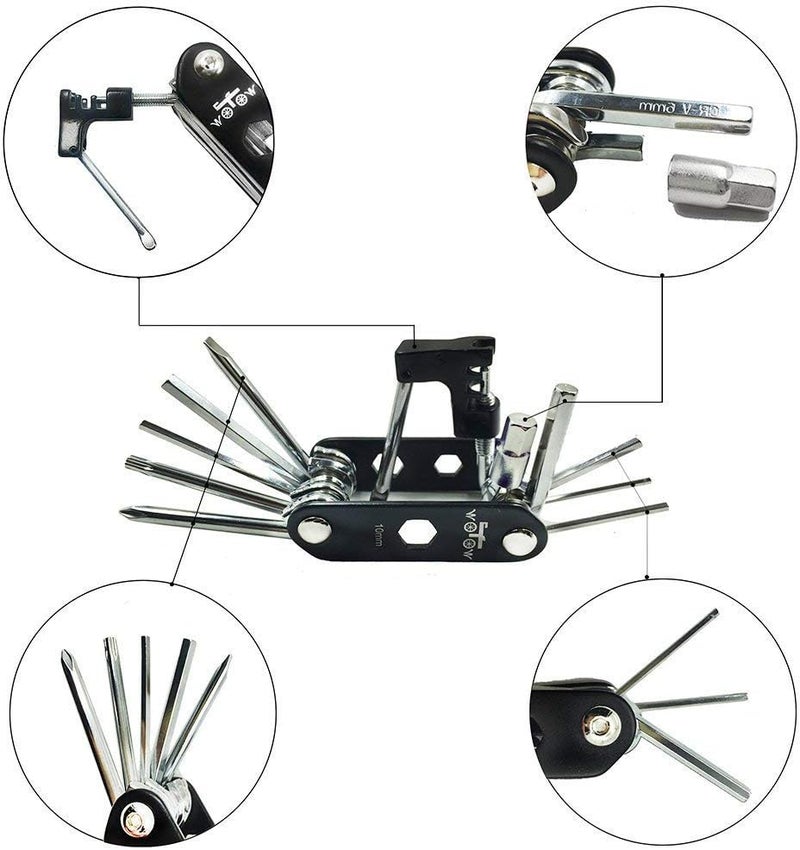 WOTOW Bike Repair Tool Kit Saddle Bag Set - 14 in 1 Multitool with Chain Breaker & Tire Levers - Image 4