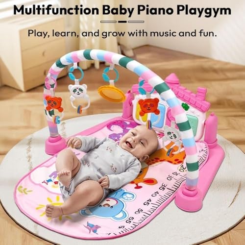 StarAndDaisy Uonibaby by StarAndDaisy Baby Play Gym mat, Kick & Play Gym mat with Piano for Baby, Infants & Toddler Gym, Hanging rattles Toys and Fitness Rack -Blue - Image 3