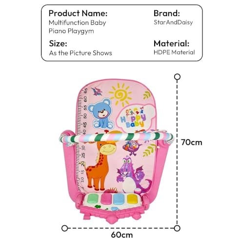 StarAndDaisy Uonibaby by StarAndDaisy Baby Play Gym mat, Kick & Play Gym mat with Piano for Baby, Infants & Toddler Gym, Hanging rattles Toys and Fitness Rack -Blue - Image 2