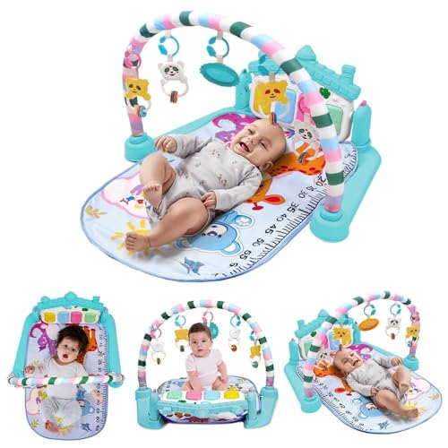 StarAndDaisy Uonibaby by StarAndDaisy Baby Play Gym mat, Kick & Play Gym mat with Piano for Baby, Infants & Toddler Gym, Hanging rattles Toys and Fitness Rack -Blue - Image 1