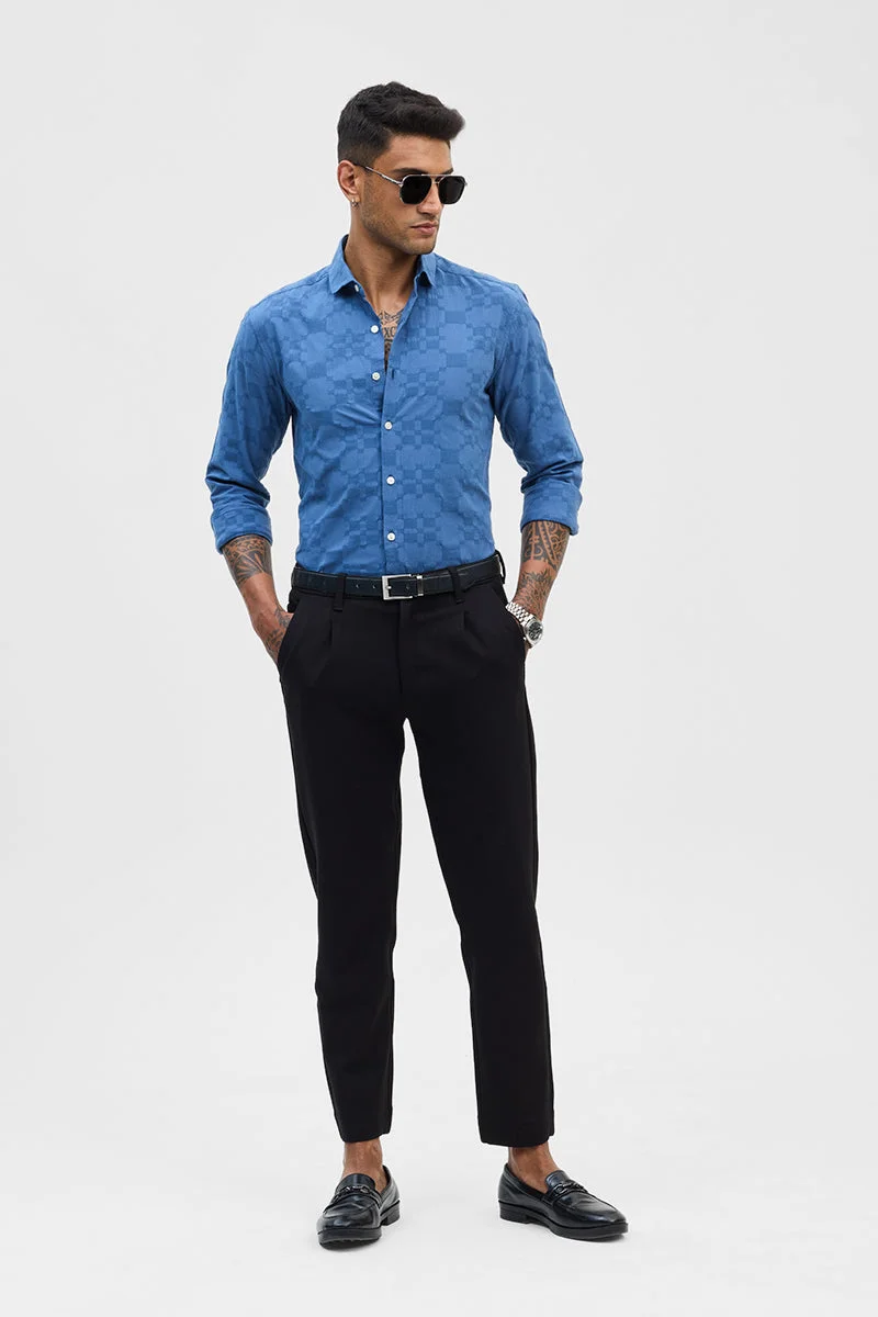 SNITCH قميص أزرق بتصميم ذاتي بقصة ضيقة