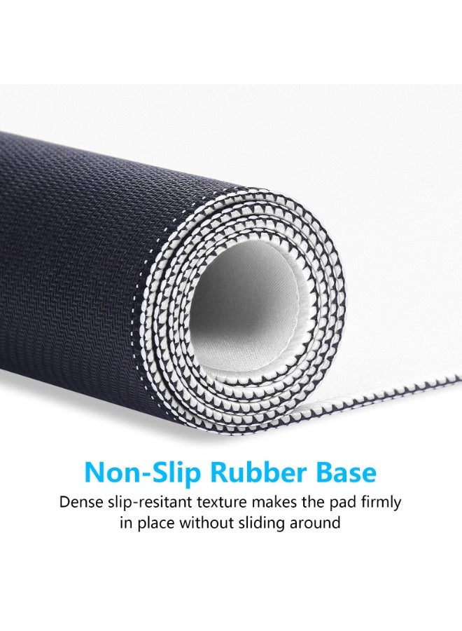 **وسادة ماوس كبيرة للألعاب، لوحة ماوس موسعة بحواف مخيطة، لوحة مفاتيح مقاومة للماء مع قاعدة مانعة للانزلاق، حصيرة مكتب XXL كبيرة للاعبين وأجهزة الكمبيوتر المحمول والمكتب، مقاس 31.5 × 15.7 بوصة، لون أبيض عاجي** - Image 3