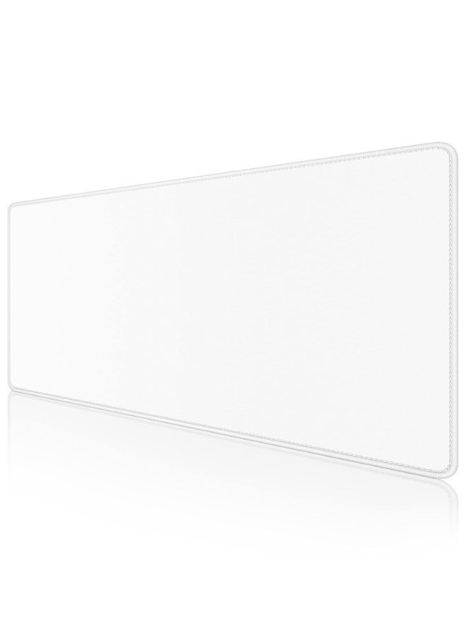 **وسادة ماوس كبيرة للألعاب، لوحة ماوس موسعة بحواف مخيطة، لوحة مفاتيح مقاومة للماء مع قاعدة مانعة للانزلاق، حصيرة مكتب XXL كبيرة للاعبين وأجهزة الكمبيوتر المحمول والمكتب، مقاس 31.5 × 15.7 بوصة، لون أبيض عاجي** - Image 1