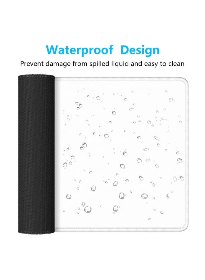 **وسادة ماوس كبيرة للألعاب، لوحة ماوس موسعة بحواف مخيطة، لوحة مفاتيح مقاومة للماء مع قاعدة مانعة للانزلاق، حصيرة مكتب XXL كبيرة للاعبين وأجهزة الكمبيوتر المحمول والمكتب، مقاس 31.5 × 15.7 بوصة، لون أبيض عاجي** - Image 5