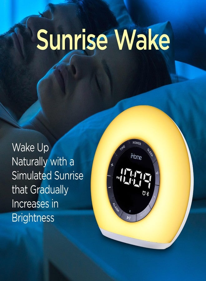 آي هوم راديو ساعة منبه iHome Sunrise مع مكبر صوت بلوتوث، ومصباح متغير الألوان، وشحن USB (iBT32) - Image 3