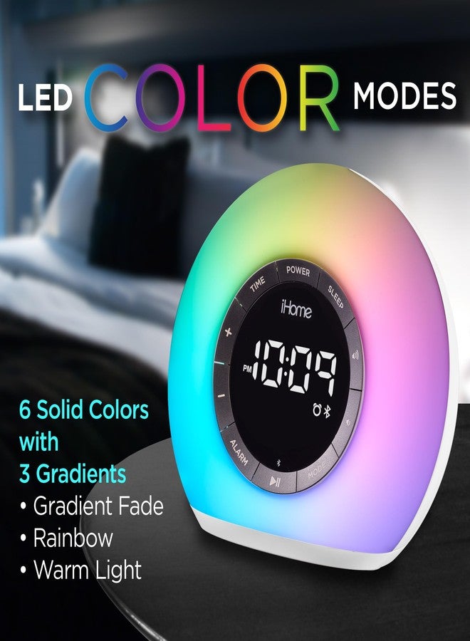آي هوم راديو ساعة منبه iHome Sunrise مع مكبر صوت بلوتوث، ومصباح متغير الألوان، وشحن USB (iBT32) - Image 4
