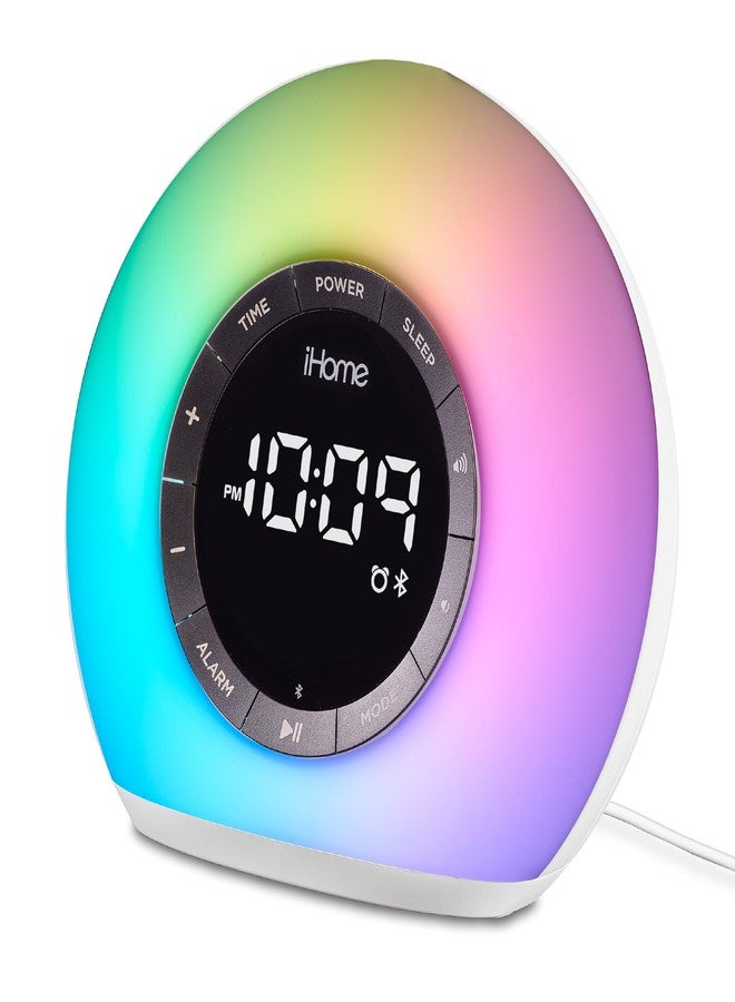 آي هوم راديو ساعة منبه iHome Sunrise مع مكبر صوت بلوتوث، ومصباح متغير الألوان، وشحن USB (iBT32) - Image 1