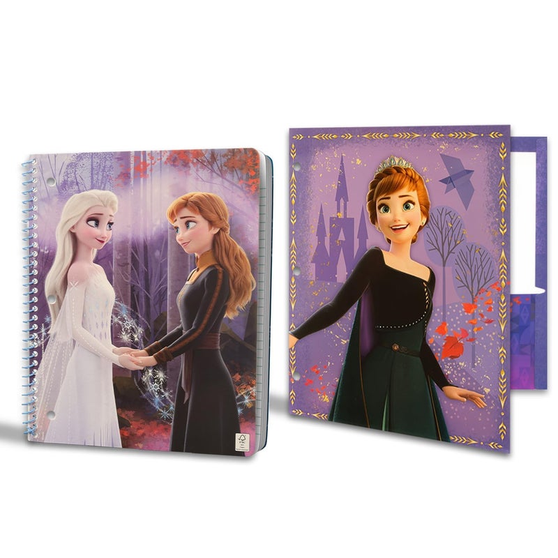 Disney Frozen School Stationery Set - Includes a Portfolio Folder, Notebook, Eraser, Sharpener, Pencil, Tattoos and More | Frozen Back to School Supplies - Image 2