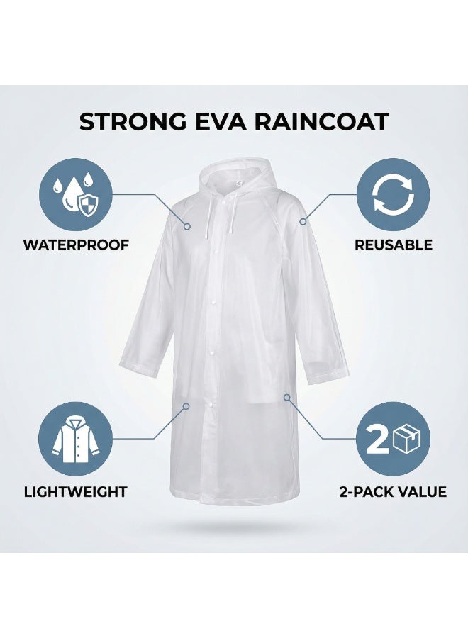 2 عبوات معاطف مطر من EVA | واقي مطر قابل لإعادة الاستخدام للكبار - Image 3