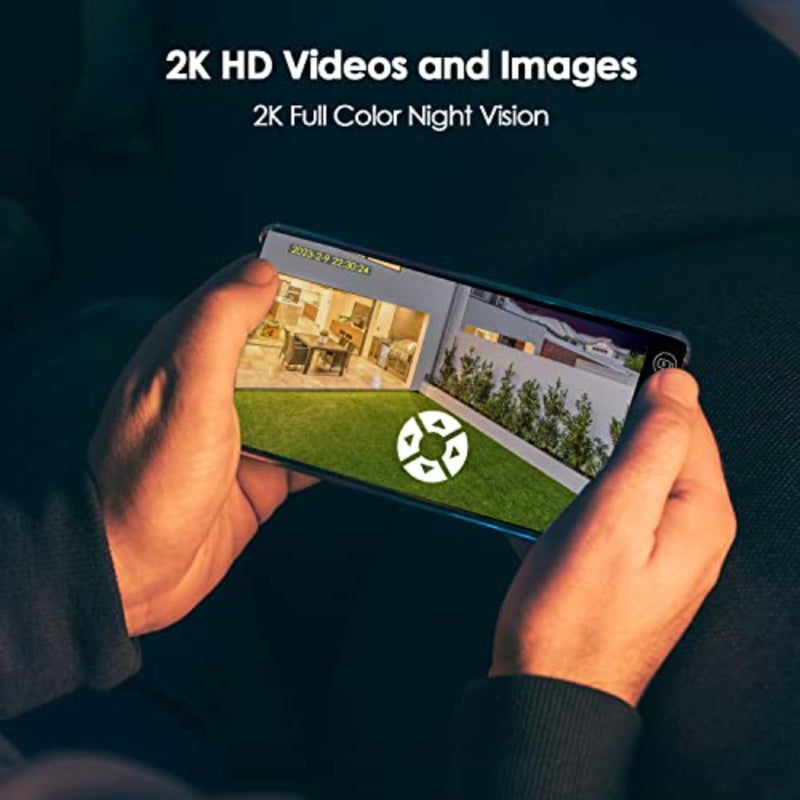 كاميرا أمان خارجية تعمل بالطاقة الشمسية مع عرض 2K 360 درجة، تعمل بالبطارية، ومزودة بتقنية WiFi، ورؤية ليلية ملونة، ومستشعر PIR، وغطاء من الألومنيوم الأسود - Image 4