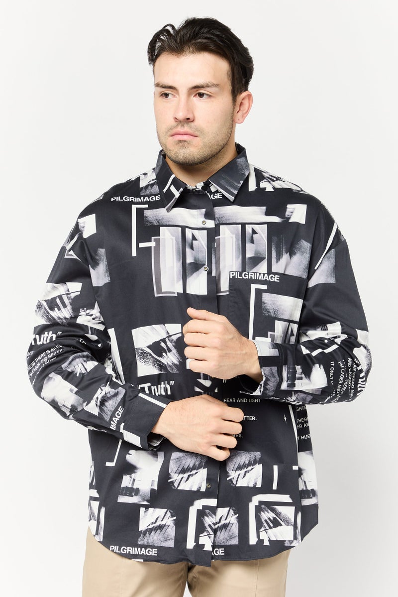 SELECTED Men Regular Fit Allover Print Long Sleeves Casual Shirt, Multicolor - Image 1