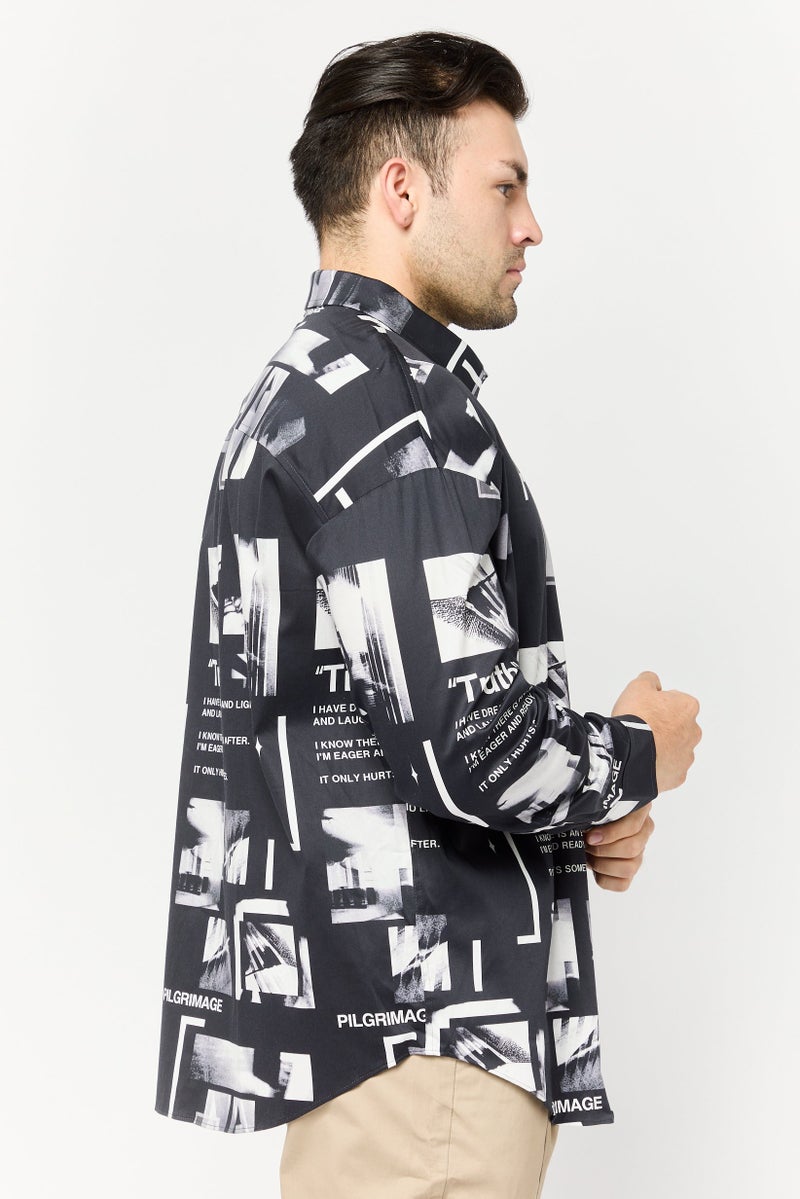 SELECTED Men Regular Fit Allover Print Long Sleeves Casual Shirt, Multicolor - Image 3