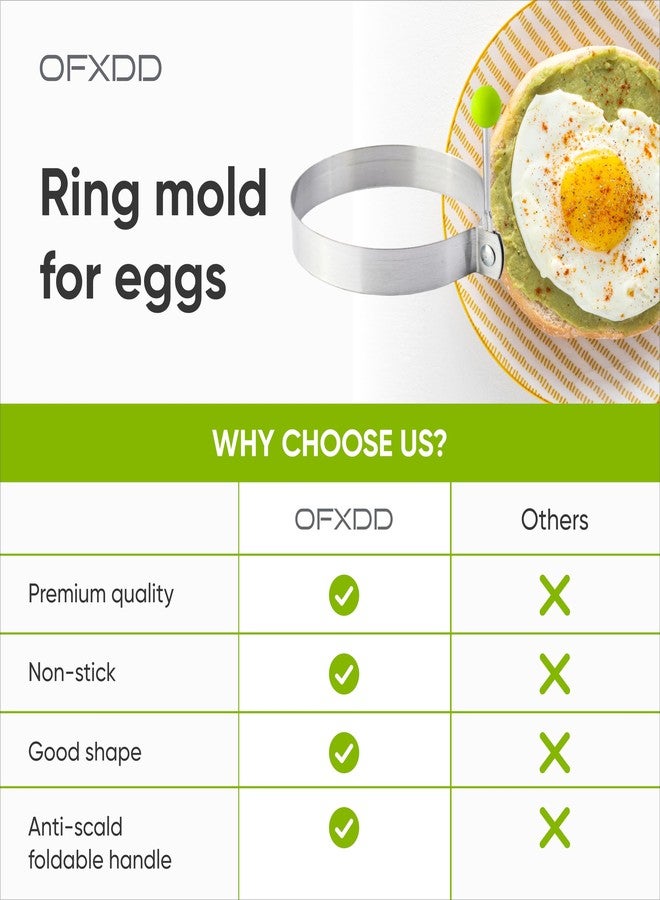 OFXDD Egg Rings for Frying Eggs for Breakfast - Round Egg Cooker Ring with Stainless Steel - Egg Mcmuffin Ring Mold with Anti-scald Handle - Image 4