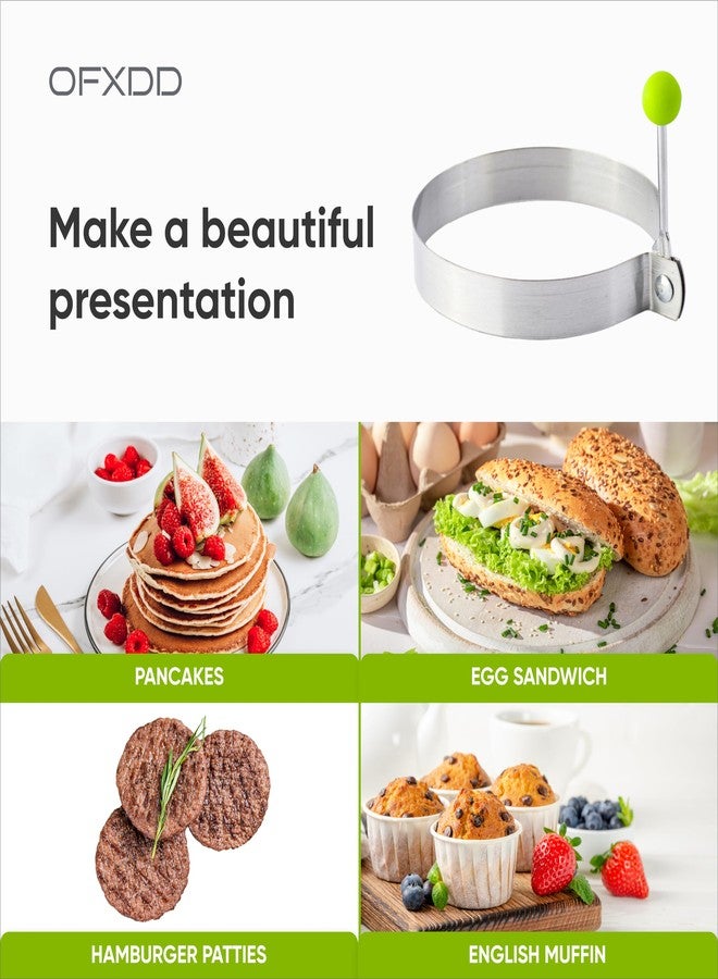 OFXDD Egg Rings for Frying Eggs for Breakfast - Round Egg Cooker Ring with Stainless Steel - Egg Mcmuffin Ring Mold with Anti-scald Handle - Image 3