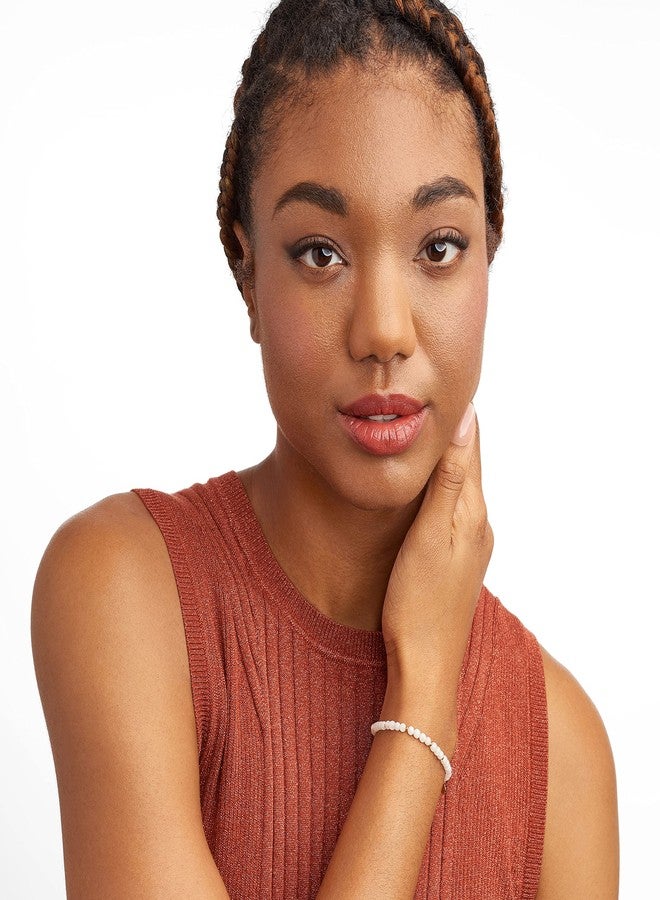 مورجان آند بايدج أساور مورغان آند بيج البرونزية المطلية بالذهب الأصفر عيار 18 قيراطًا، مرصعة بحجر القمر الأصلي، قابلة للتمدد للنساء - أساور أنيقة ورقيقة مزينة بخرز ذهبي للنساء، خرز من الأحجار الكريمة 4 مم، خفيفة الوزن وقابلة للتعديل بطول 6.5 بوصة - Image 4