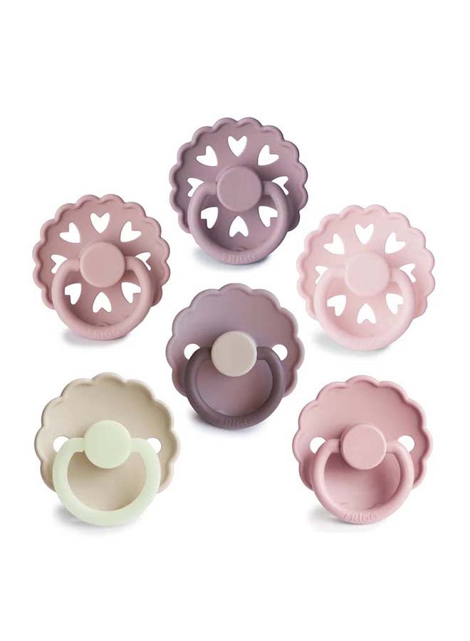FRIGG Round Silicone Baby Pacifier 6-18M 6-Pack Blooming Love - Size 2 - Image 2